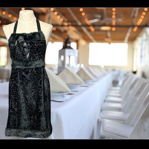 Pier 1 Black Floral Velvet Apron